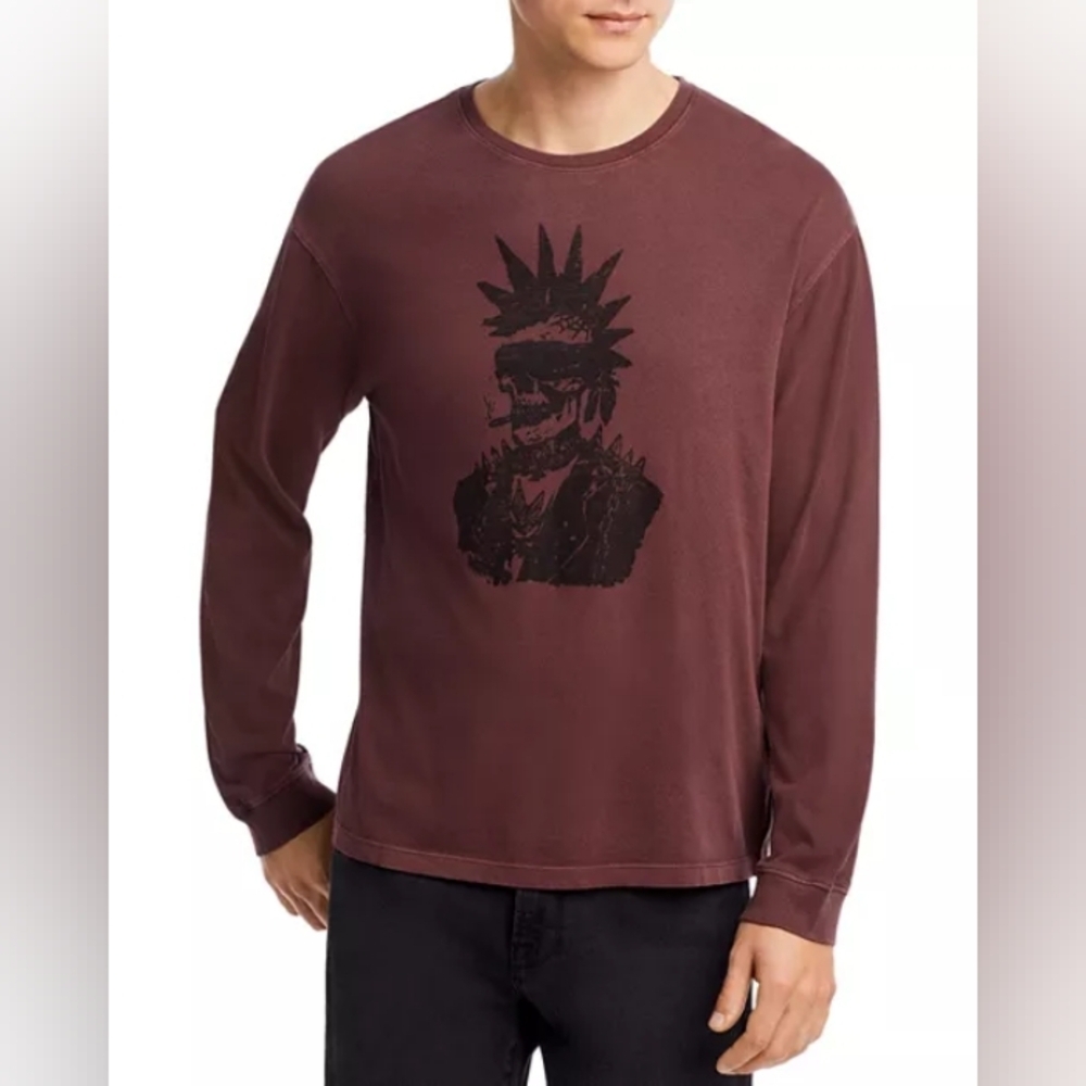 John VarvatosPunk Skull Relaxed Long Sleeve Graphic Tee Sz Xl
